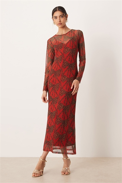 Макси-платье из сетчатого материала с леопардовым бантом артикул 151638691