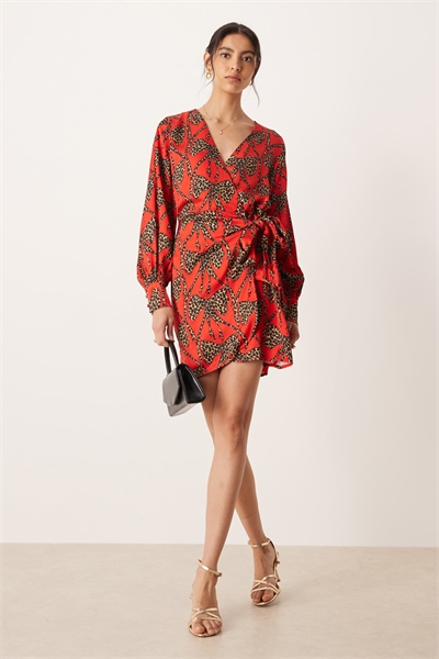 Мини-платье из атласа с леопардовым бантом артикул 151638698