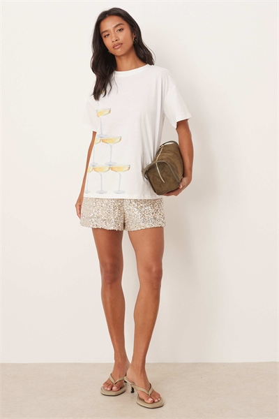 Короткие шорты с мелкими пайетками co-ord артикул 150264229