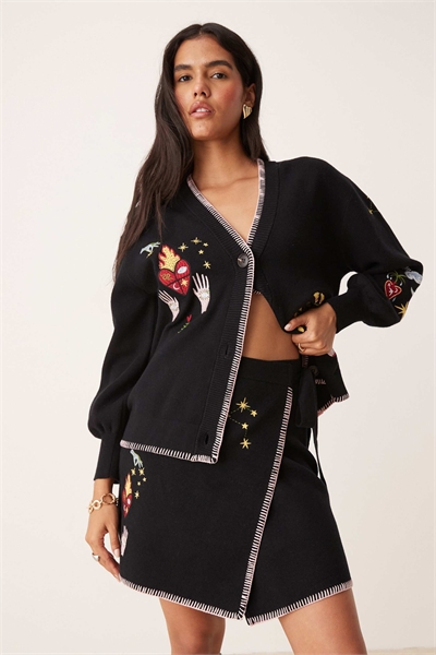 Мини-юбка с вышивкой «Ночной сад» co-ord артикул 150528682