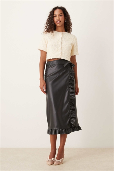 Юбка-миди с оборками из полиуретана Jaspre артикул 151638672