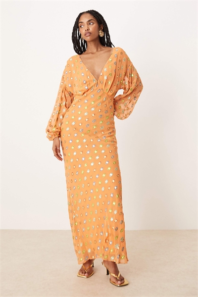 Платье-миди-макси из металлического золота артикул 146131244