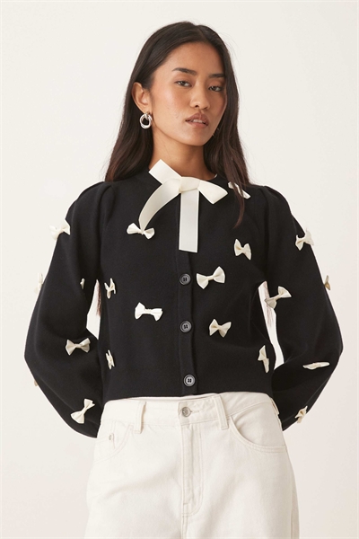 Кардиган с контрастным бантом артикул 151638697