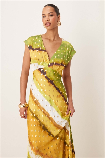 Платье-миди металлического цвета артикул 143768278