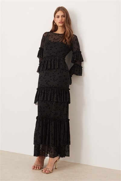 Макси-платье со звездным принтом и оборками артикул 151638690