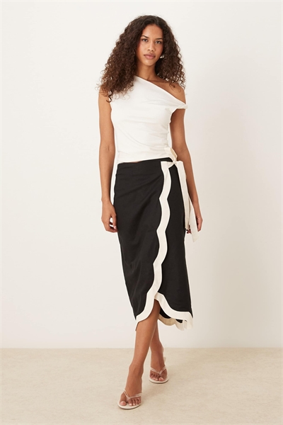 Юбка средней длины с контрастным узором в виде ракушек артикул 149074238