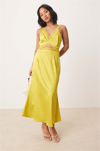 Платье-миди из атласа с кружевными вырезами от Petite Mimi артикул 143827079