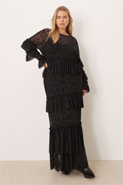 Макси-платье со звездным принтом и оборками артикул 151270710