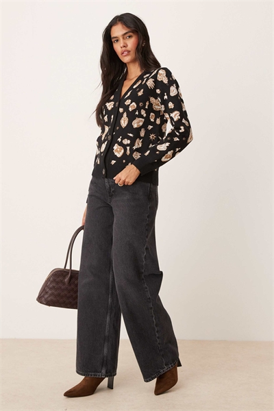 Кардиган из жаккардового трикотажа свободного кроя артикул 150528675