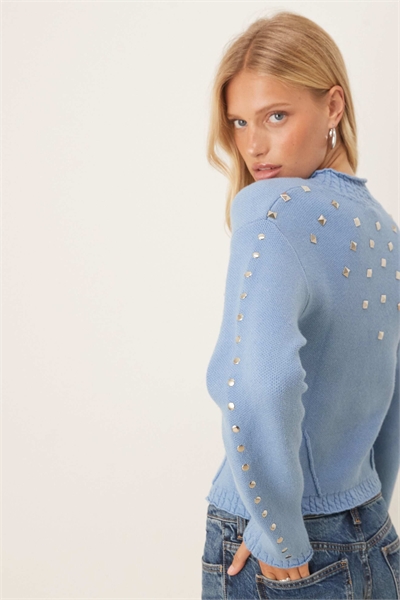 Кардиган из трикотажа с заклепками артикул 150528688