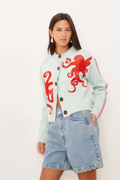 Кардиган с вышивкой в виде осьминога артикул 150263261