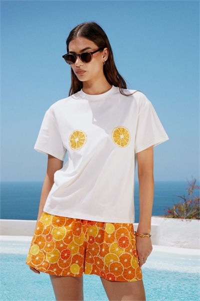 Оранжевая футболка с вышивкой co-ord артикул 146131221