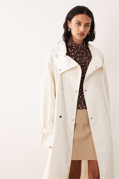 Тренч с воротником-воронкой из ткани с высоким содержанием хлопка артикул 155128922
