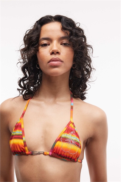 Бикини-топ Ava с завязками за шеей, логотипом из страз и полосками, комплект артикул 154233829