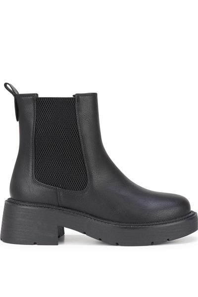 Повседневные ботинки-челси с блочным каблуком черного цвета артикул 151942735