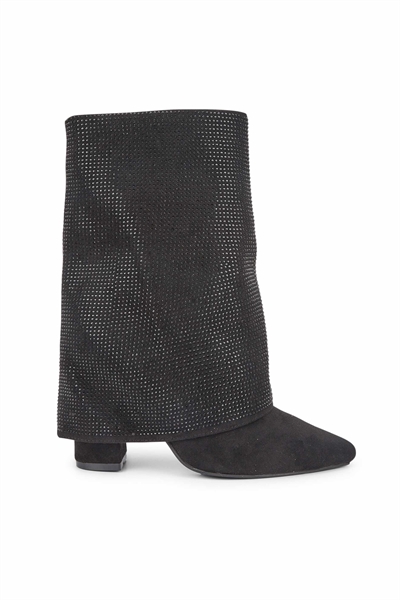 Ботинки Diamante на среднем каблуке из телячьей кожи с застежкой-молнией, черного цвета артикул 151942041