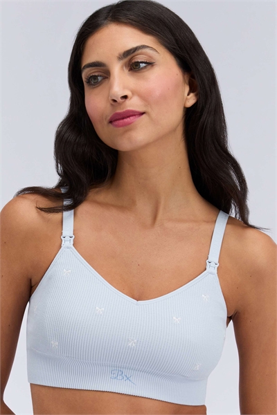 Бюстгальтер-бралетт для кормления с ребристой отделкой и вышитым бантом — нижнее белье для беременных артикул 155434198