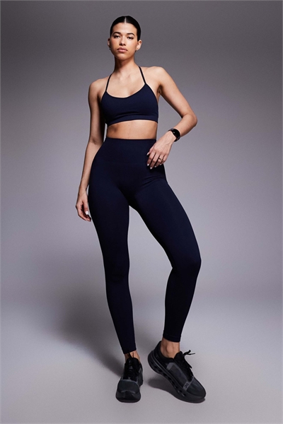 Леггинсы для занятий спортом с высокой талией и мелкой ребристой вязкой артикул 146700283