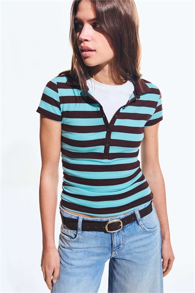 Поло с коротким рукавом в полоску артикул 156110656