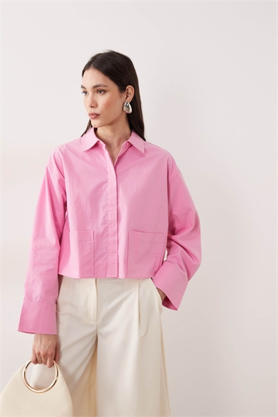 Хлопковая рубашка премиум-класса укоренной длины с карманами артикул 152865156