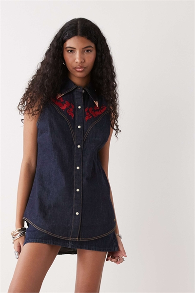 X Рубашка из денима без рукавов с вышивкой от Lainey Wilson артикул 155110329