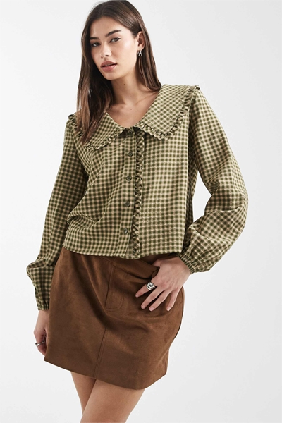 Рубашка с широким воротником артикул 153564698