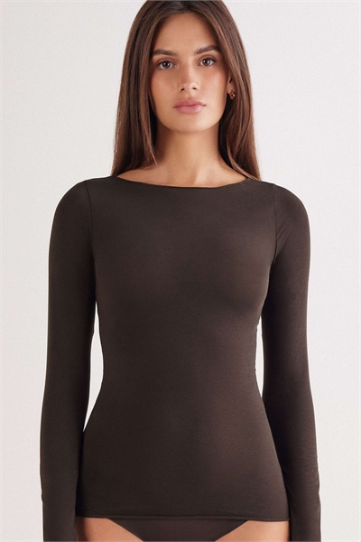 Топ из сверхлегкого хлопка с лодочным вырезом артикул 153297429