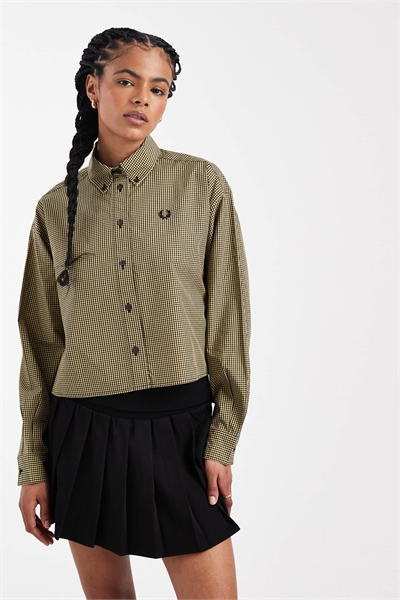 Рубашка с длинными рукавами и логотипом в клетку артикул 154716255