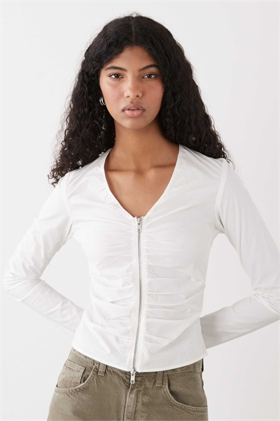 Блузка с длинными рукавами на молнии и сборками артикул 154328705