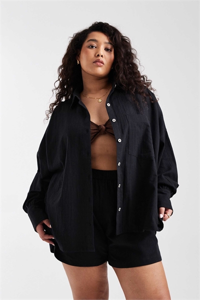 ASOS DESIGN Curve: пляжная рубашка из текстурированного хлопка «Биарриц» co-ord артикул 152862084