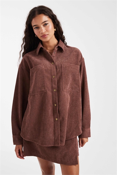 Рубашка из вельвета в стиле «комплект» свободного кроя артикул 149384850