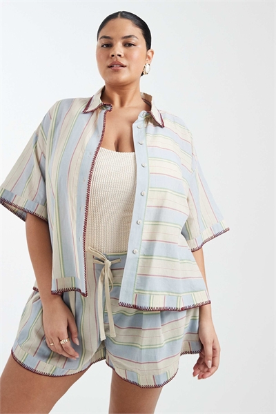 ASOS DESIGN Curve: пляжная рубашка «Sasha» с декоративными швами co-ord артикул 153080218