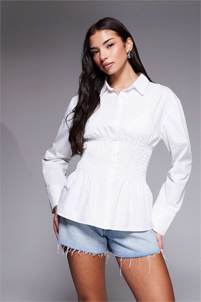 Эксклюзивная рубашка с зауженной талией и сборками, с преобладанием хлопка артикул 154868451