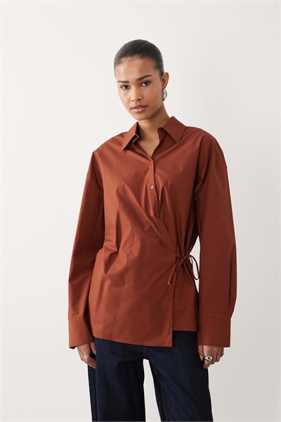 Рубашка свободного кроя с завязкой на талии из 100% хлопка артикул 155144924