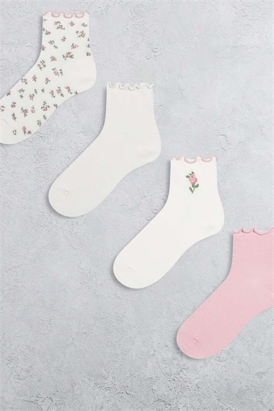 Набор из 4 пар носков с краями в виде листьев салата артикул 152930551