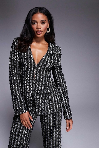 Блейзер из букле с жемчужными украшениями co-ord артикул 147861154