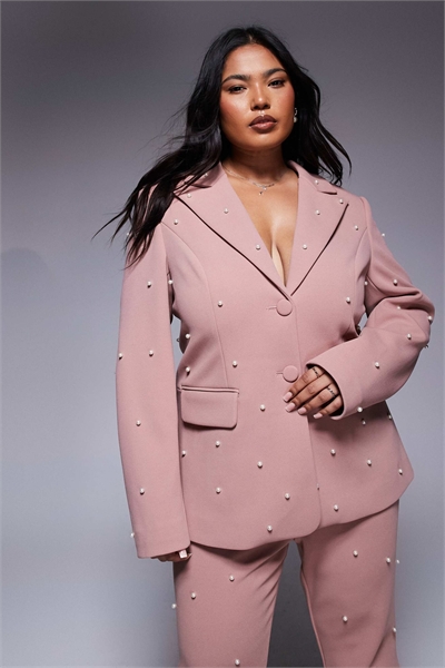 Блейзер классического кроя с жемчужными вставками co-ord артикул 143415422