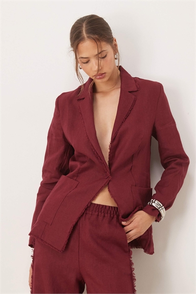 Блейзер из 100% льна с обрезанными краями co-ord артикул 148603283