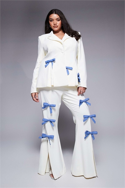 Блейзер с зауженным кроем и джинсовыми бантами co-ord артикул 140556708