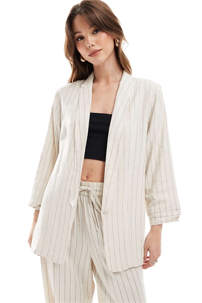 Блейзер с рукавами с рюшами и эффектом льна в стиле «микс-энд-матч» артикул 141664796