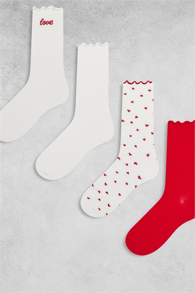 Набор из 4 пар носков с рисунком в стиле «Валентина» и узором «салатный край» артикул 152930534