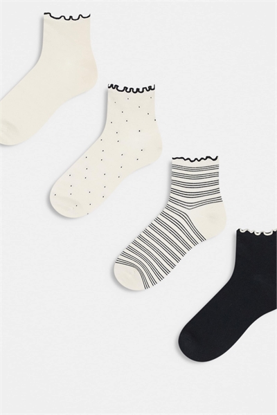 Набор из 4 пар носочков до щиколотки с краем из салата артикул 142428503