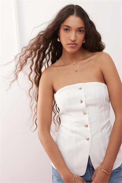 Топ-блейзер-бандо с пуговицами в форме сердечек артикул 138928938