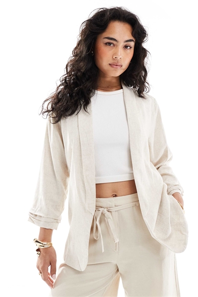 Блейзер с рукавами с рюшами и эффектом льна артикул 143484209