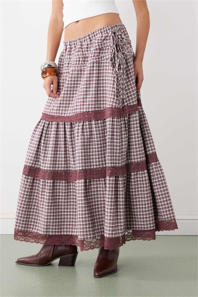 Макси-юбка в стиле западных прерий с кружевной отделкой артикул 155126573