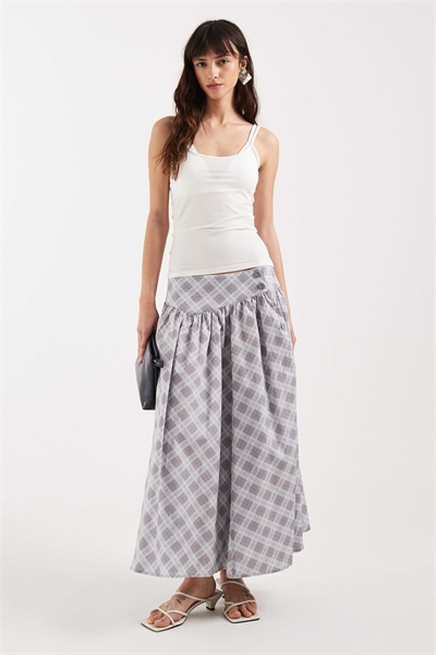 Юбка-миди из поплина с клетчатым принтом от Sanadi артикул 154868166