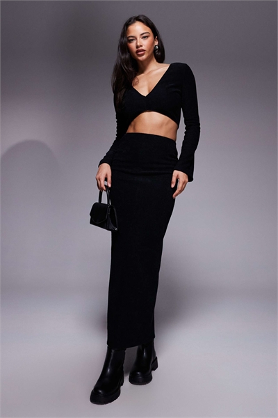 Макси-юбка из ткани с ребристой текстурой co-ord артикул 151218943