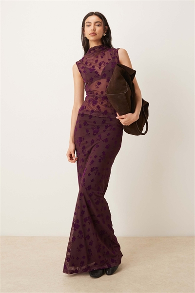 Юбка макси с низкой талией и флоральным принтом артикул 153286441