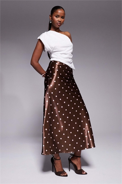 Лондонская атласная юбка-макси в горошек артикул 151699550