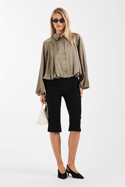 Брюки-капри из бенгалина с боковым разрезом спереди артикул 154032916